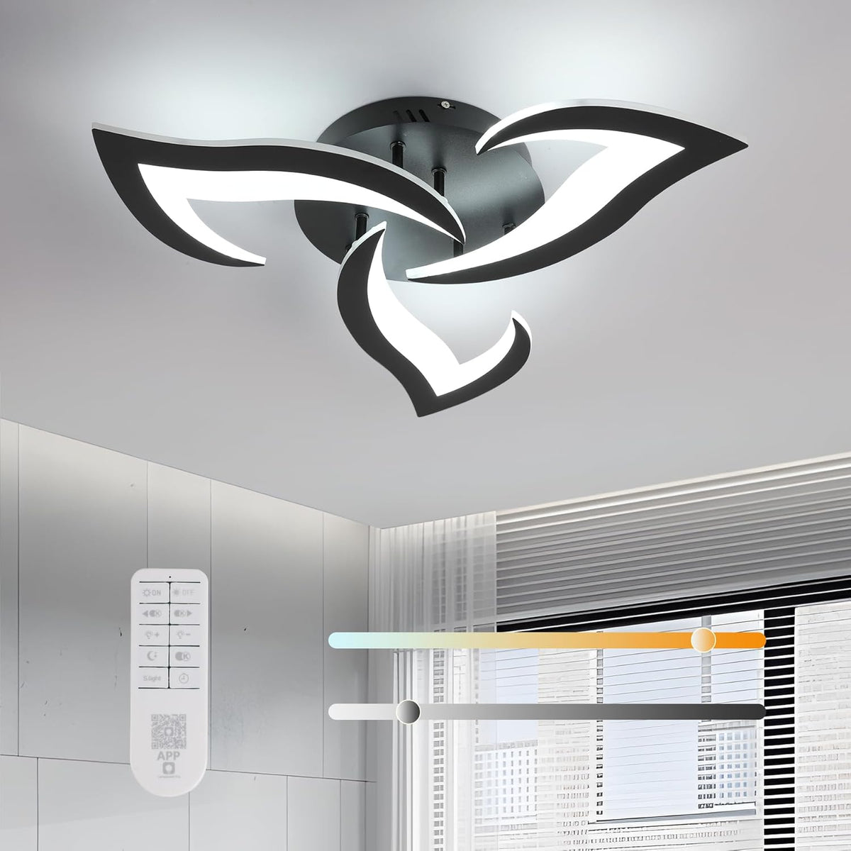 LED осветително тяло Mini Narcisse Black еквивалент 250W с дистанционно