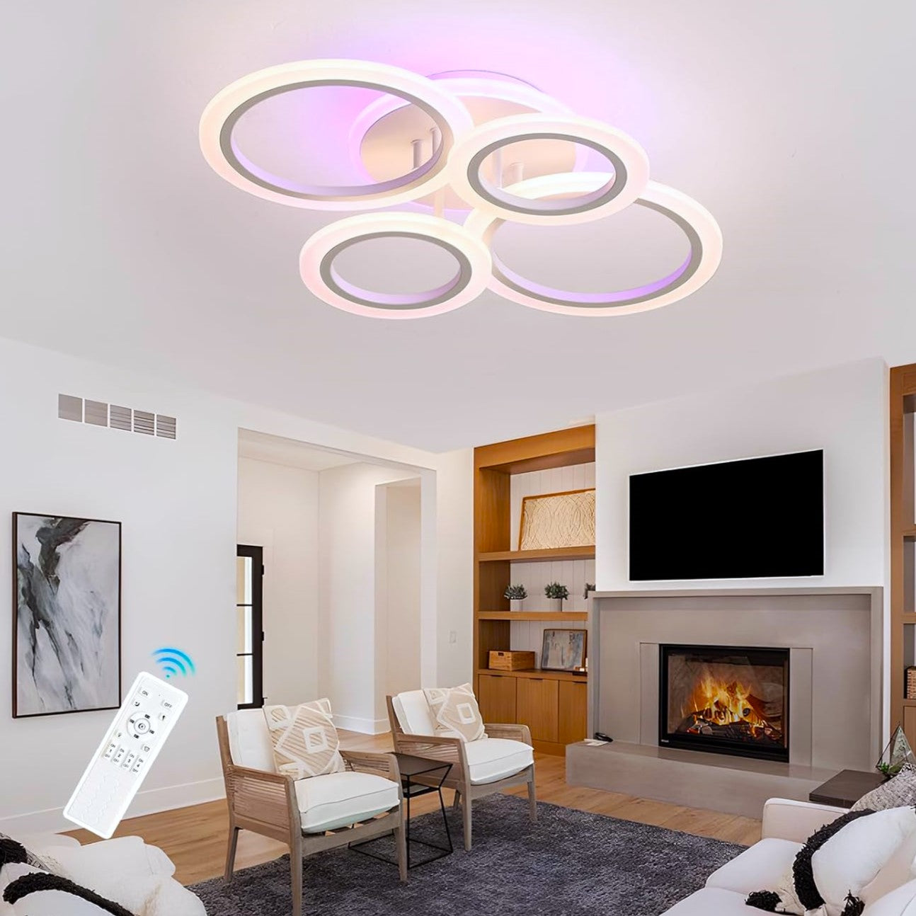 LED осветително тяло 4 Circle RGB Еквивалент 500W Дистанционно