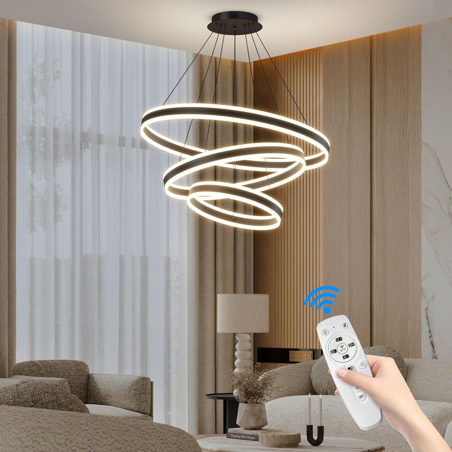 LED осветително тяло KING Black XXL 80cm 3 сегмента Еквивалент 1200W Дистанционно