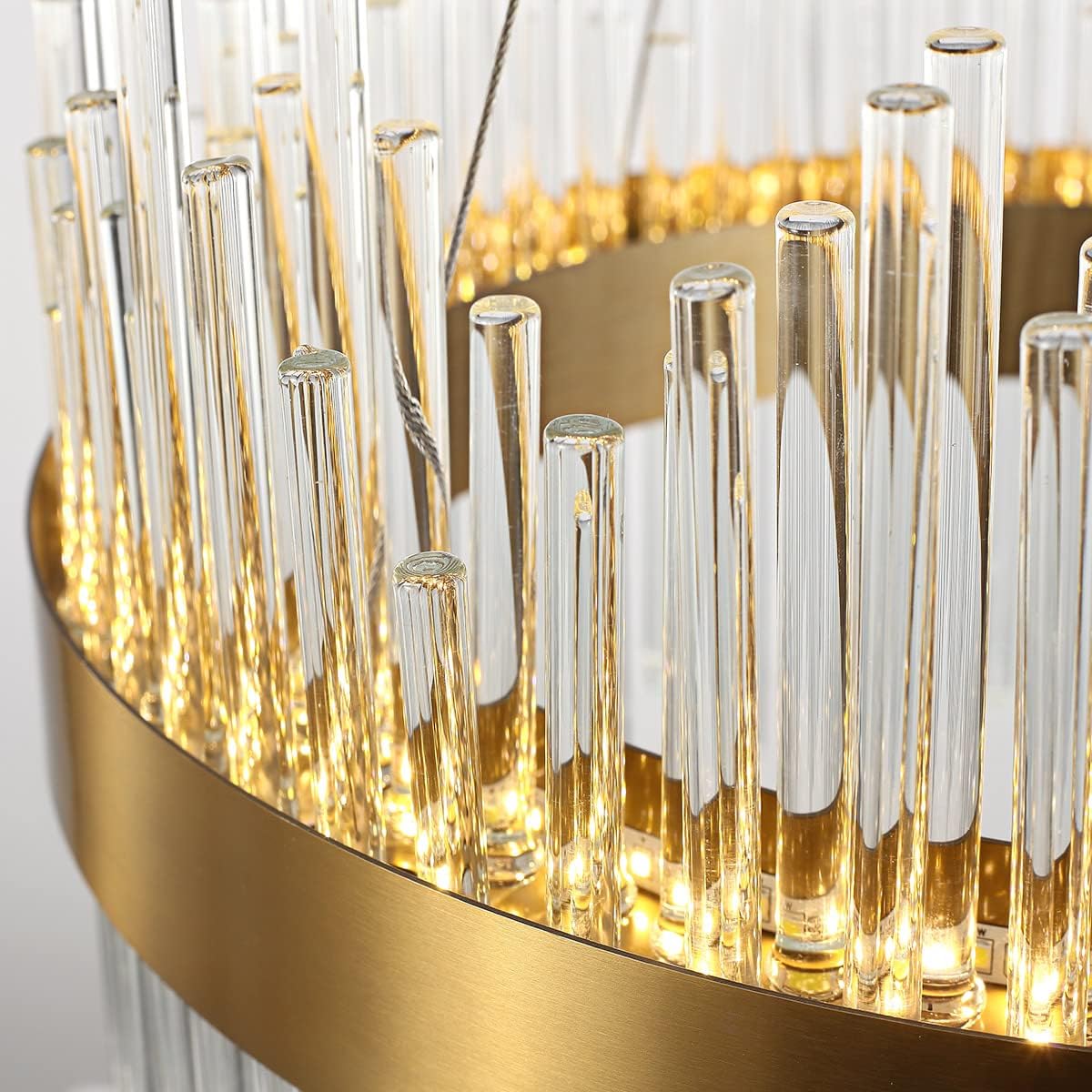 LED осветително тяло висящо CROWN Gold кристал 40cm еквивалент 300W