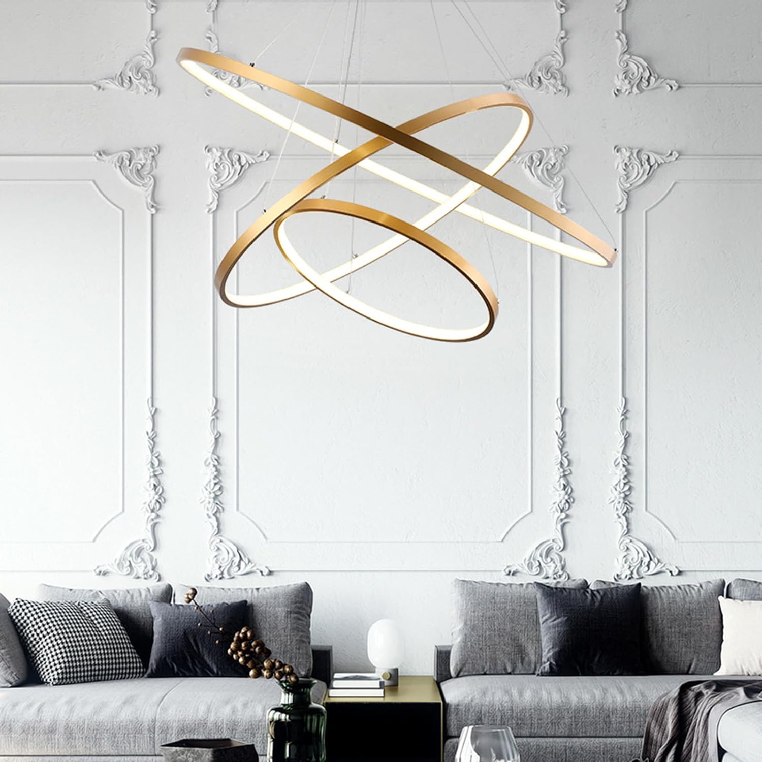 Lustra Led 154W Wonder Gold 3 Segmente Telecomanda Lighting Fixtures