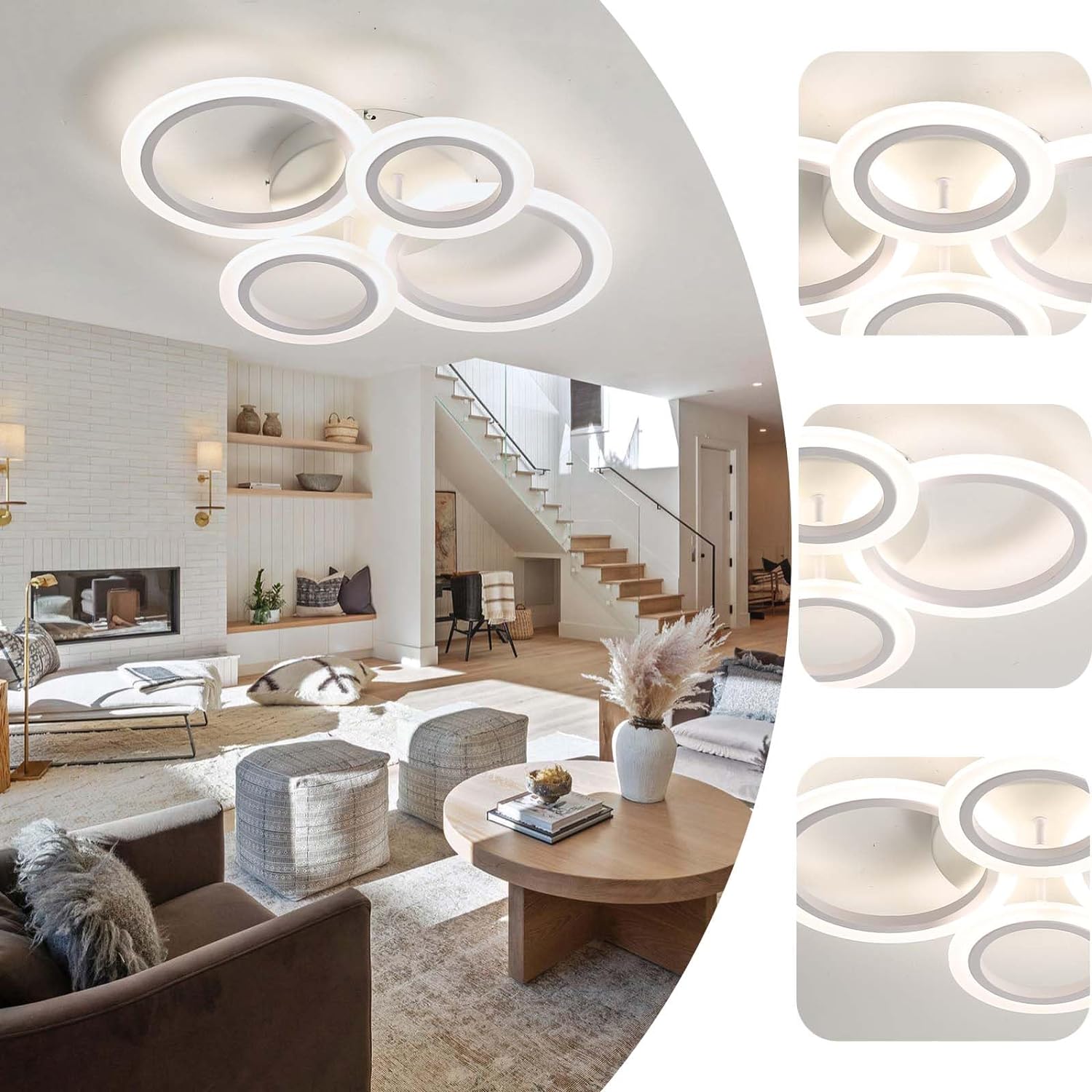 LED осветително тяло 2+2 CIRCLE Design Бяло Еквивалент 400W Дистанционно