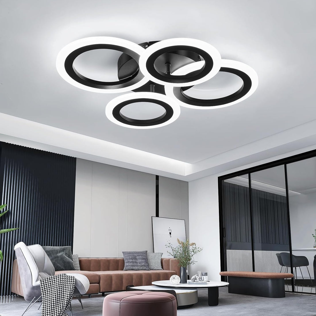 LED осветително тяло 2+2 CIRCLE BLACK Еквивалент 400W Дистанционно