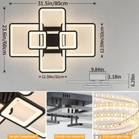 LED осветително тяло 4+2 SQUARE Black с дистанционно, еквивалент 800W