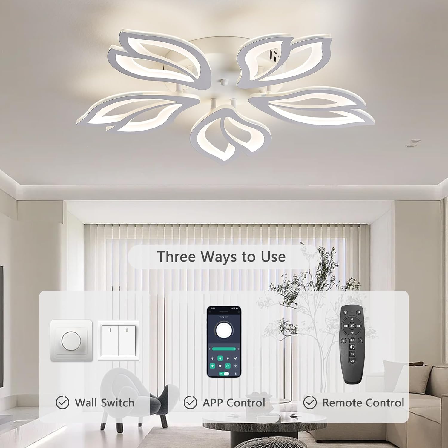 Lustra Led Anemone Smart Echivalent 600W Telecomanda Lighting Fixtures