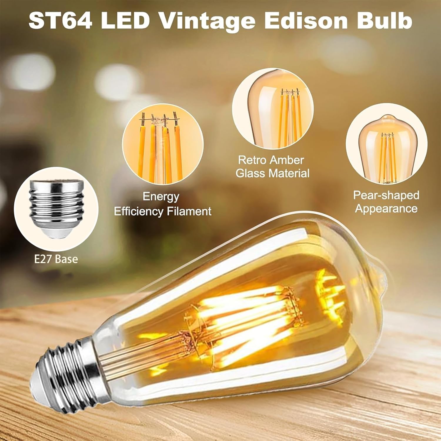 LED крушка E27 винтидж ST64 4W