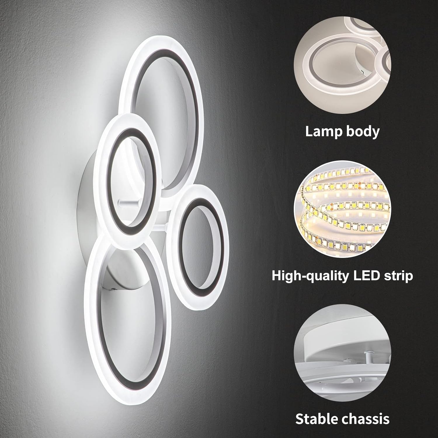 LED осветително тяло 72W 4 CIRCLE SMART гласово управление Еквивалент 400W