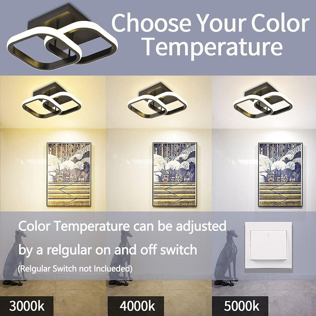 LED осветително тяло 32W Double Square черен еквивалент 200W