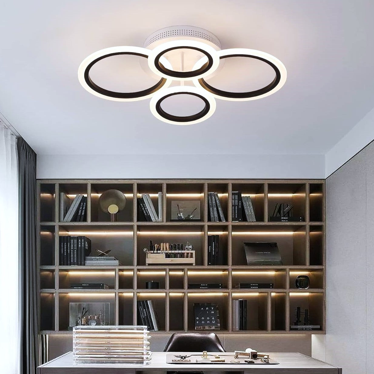 LED осветително тяло 4 CIRCLE SMART Бял+черен Еквивалент 400W Дистанционно