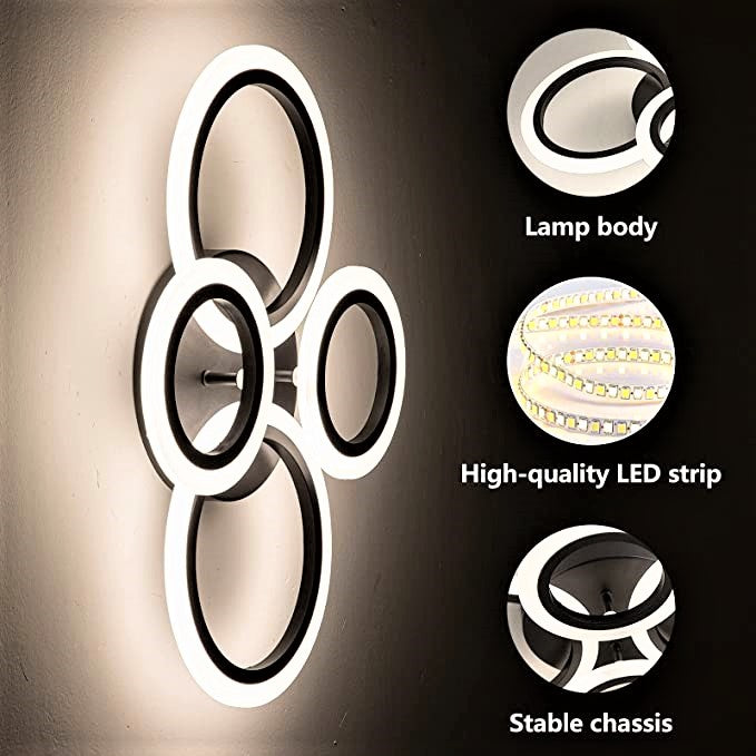 LED осветително тяло 2+2 CIRCLE BLACK Еквивалент 400W Дистанционно
