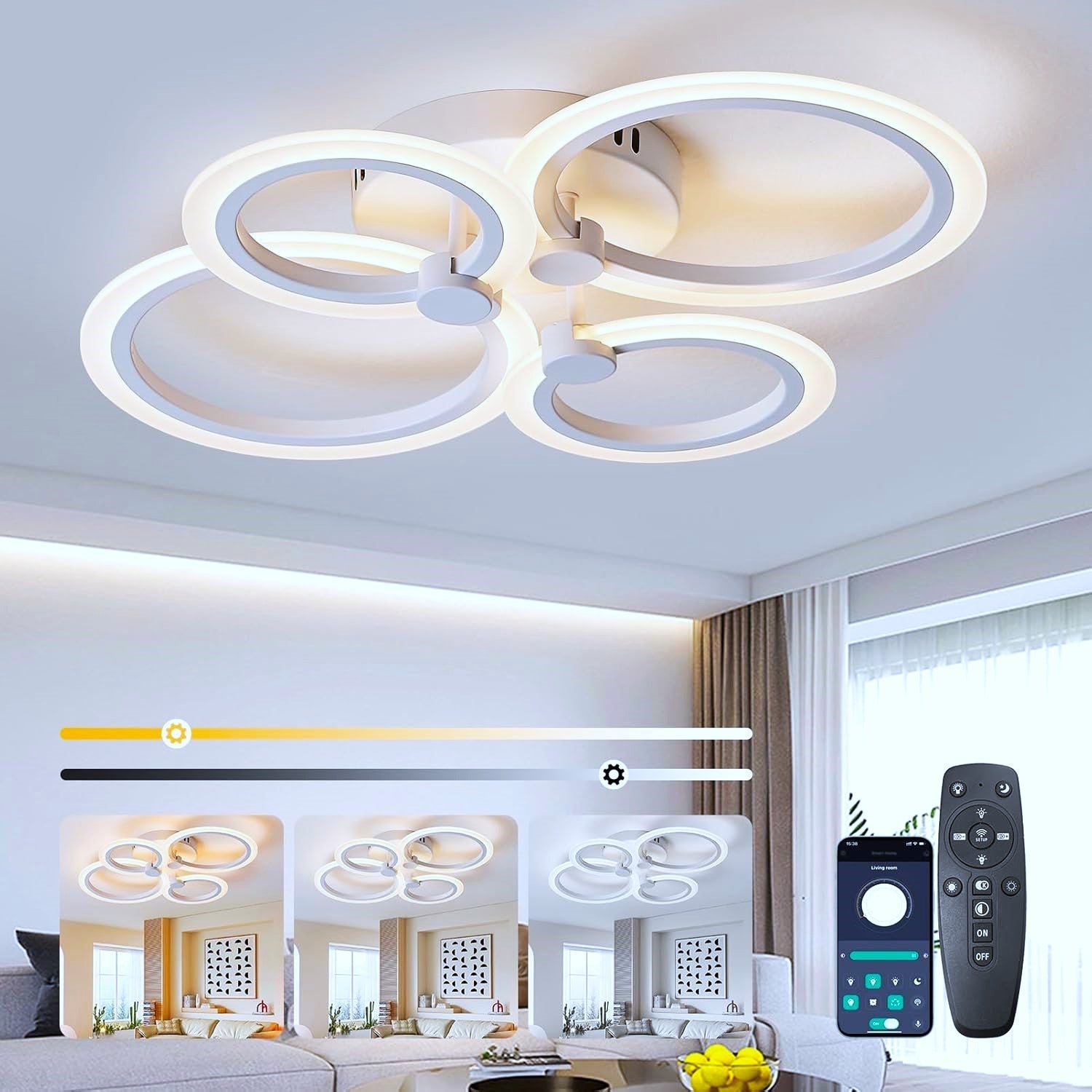 LED осветително тяло 72W 4 CIRCLE SMART гласово управление Еквивалент 400W