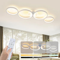 Lustra LED Modern White 4 Rings Echivalent 600W Telecomanda ALBA / 88CM / CIRCLE DESIGN Lighting Fixtures