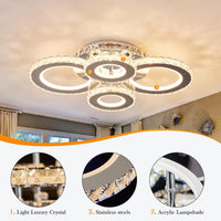 LED осветително тяло 4 CIRCLE кристал Chrome RGB еквивалент 500W с дистанционно