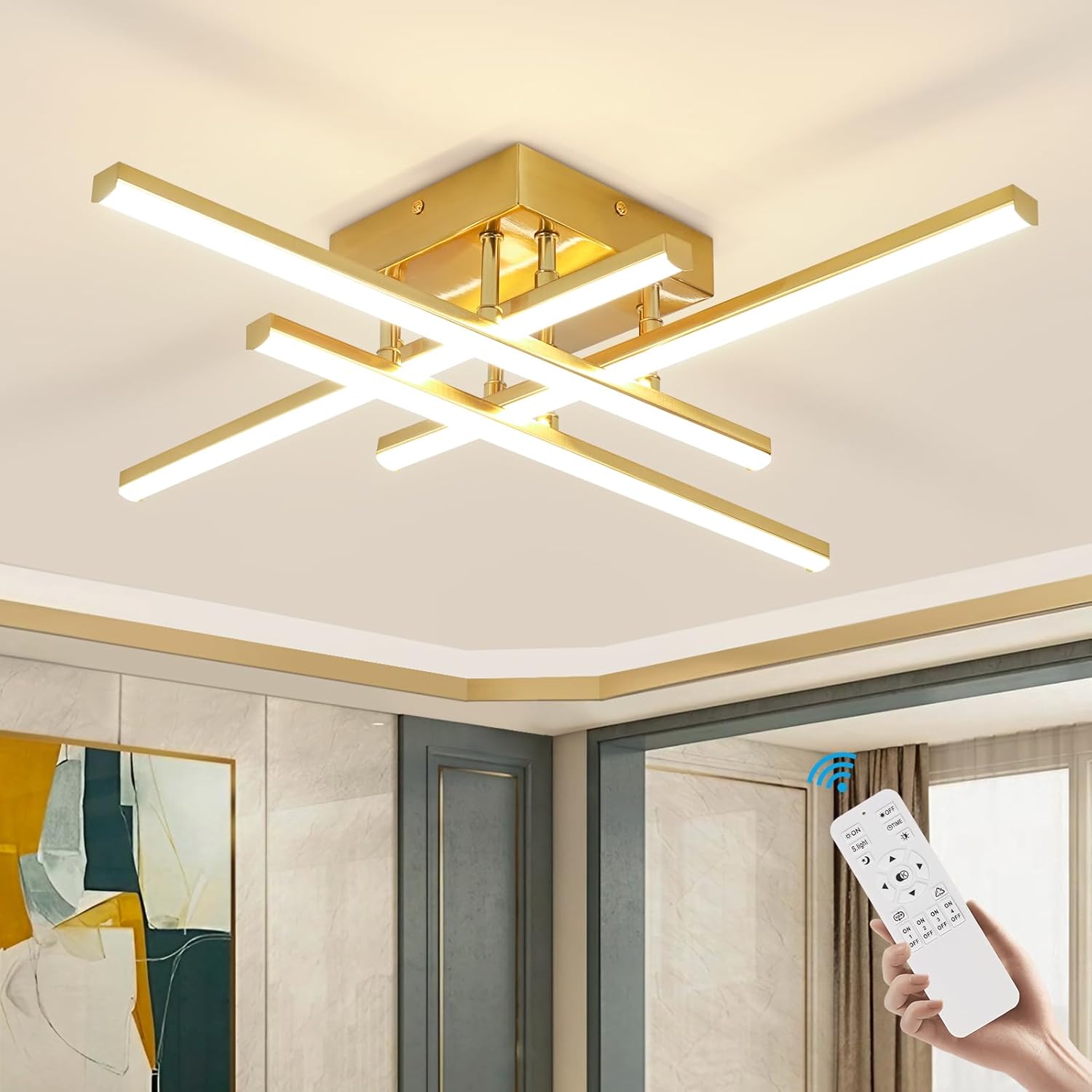 LED осветително тяло 4 Mini LINES Gold Еквивалент 200W С дистанционно