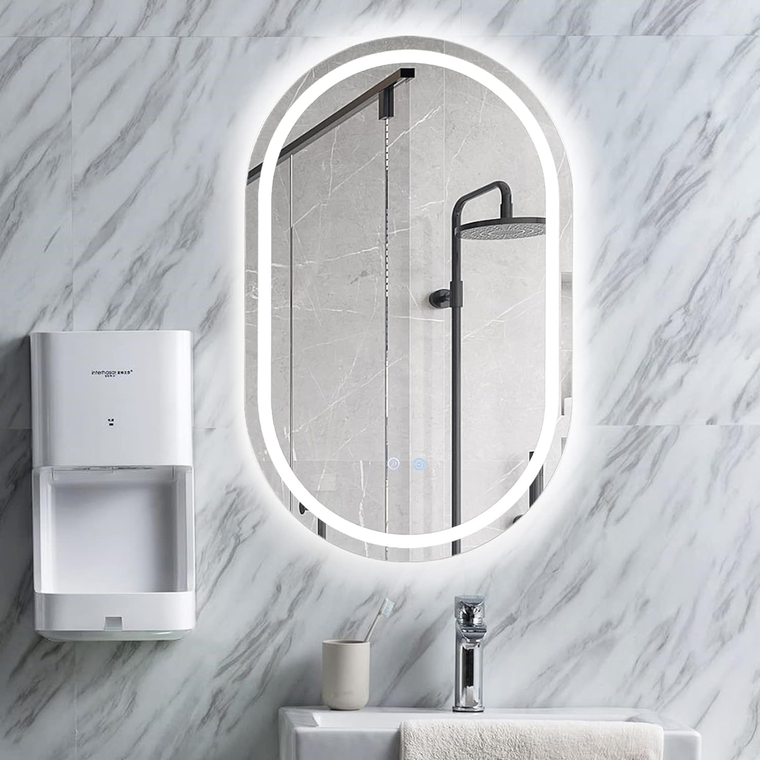 Овално LED огледало 60x78cm с функция против замъгляване и Touch M06S