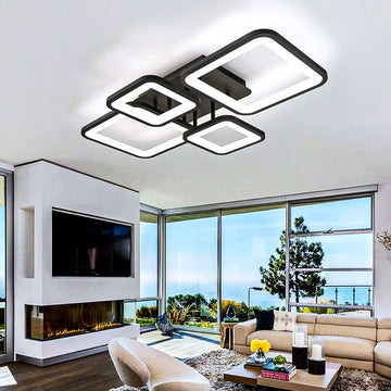 LED осветително тяло 2+2 SQUARE BLACK с дистанционно, еквивалент 500W