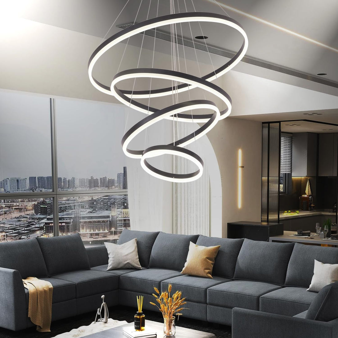 LED осветително тяло WONDERLAND Black 4 сегмента, еквивалент 1000W