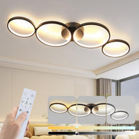 Модерно LED осветително тяло Black 4 Rings, еквивалент 600W, с дистанционно
