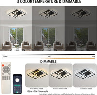 LED осветително тяло 88W Three Square Black SMART еквивалент 400W с дистанционно