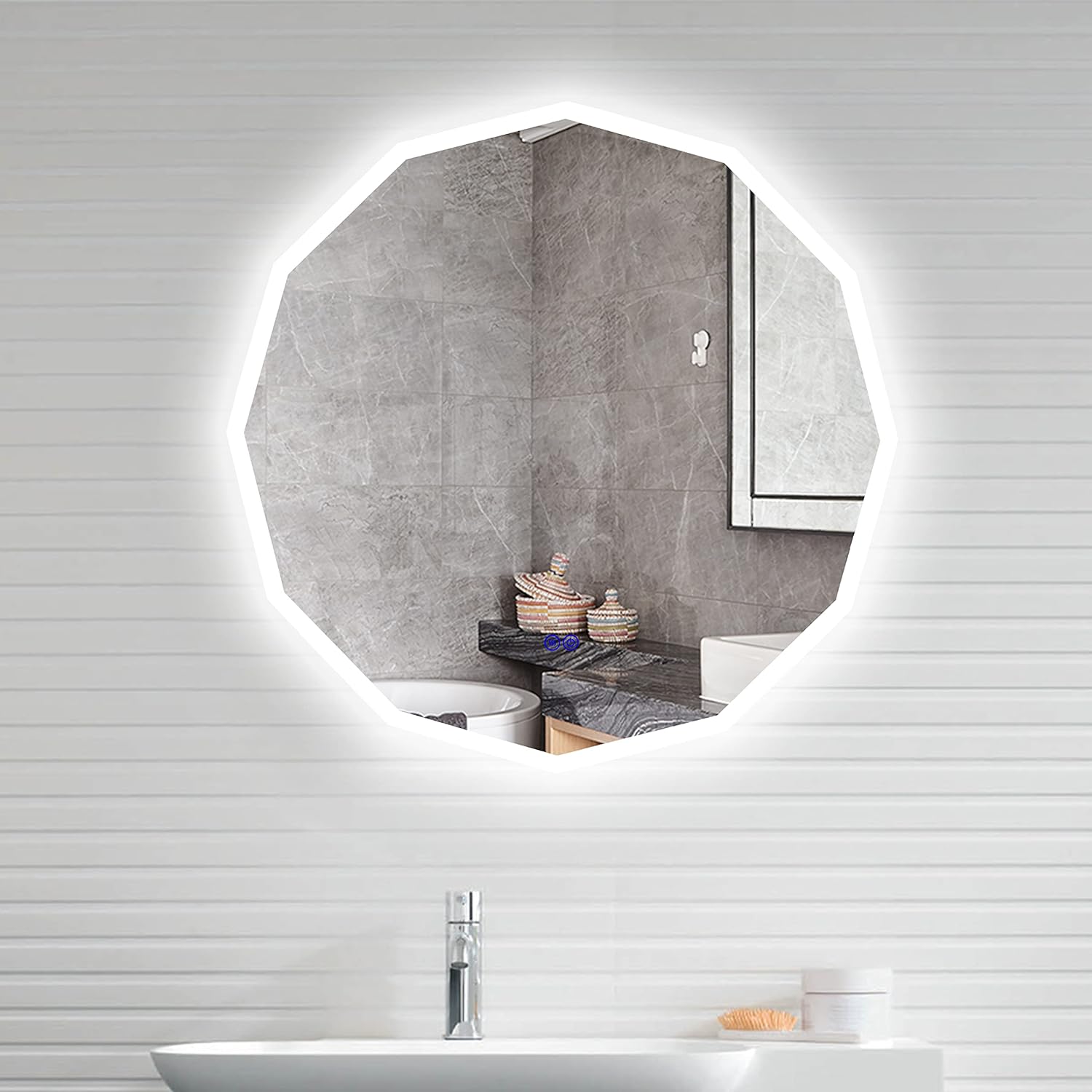LED огледало Dodecagon с функция Touch и демистификация