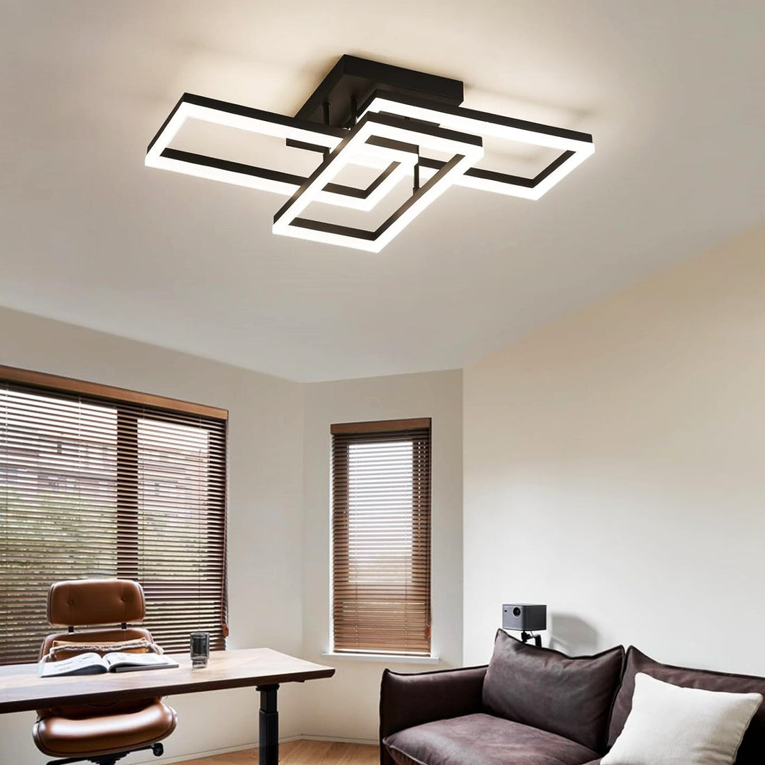 LED осветително тяло 3 Rectangular Shape Black еквивалент 300W с дистанционно