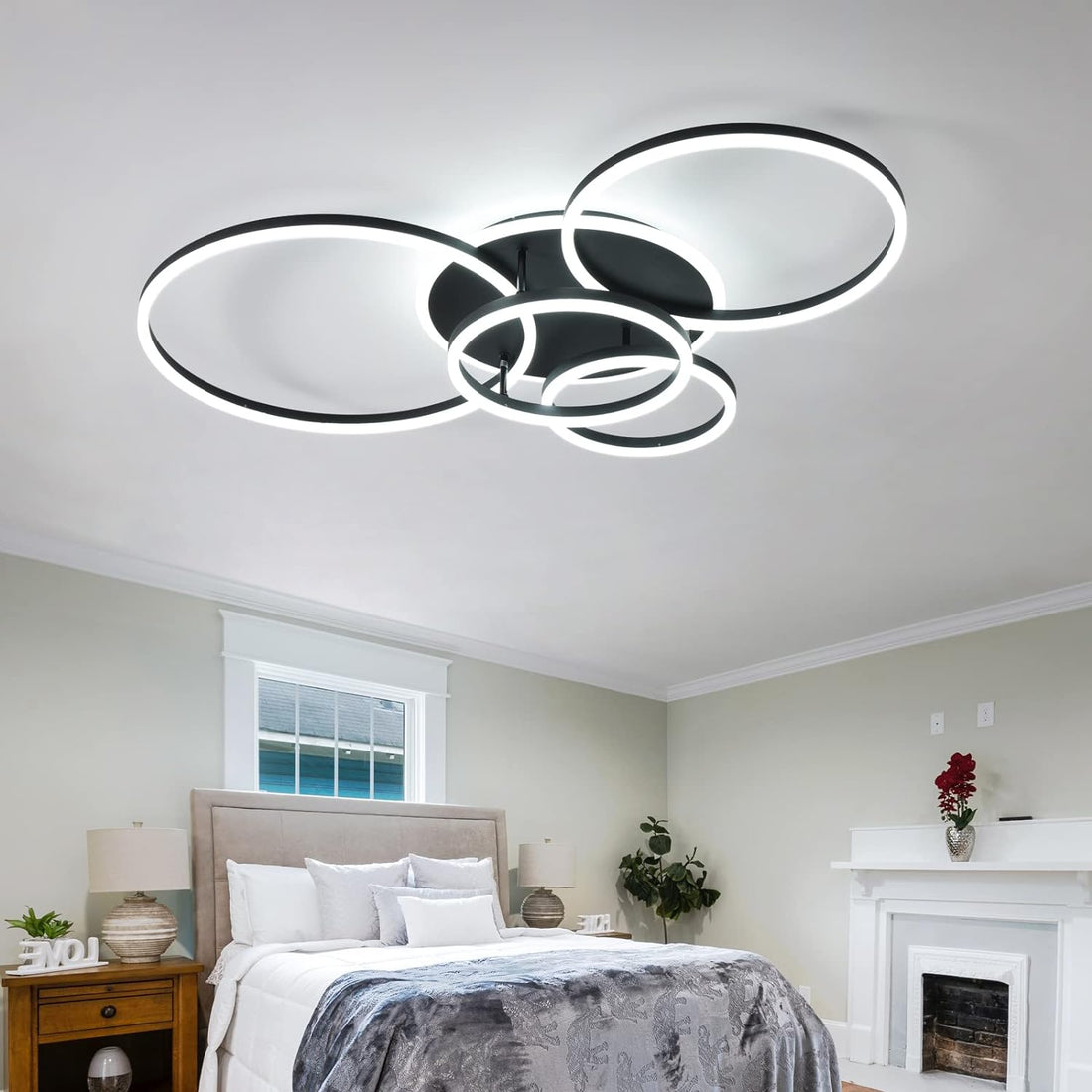 LED осветително тяло 234W CIRCLE BLACK Luxury еквивалент 1200W с дистанционно