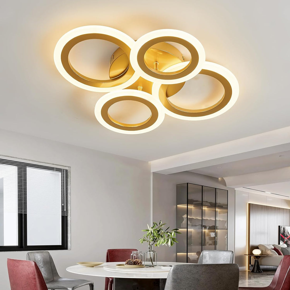 Осветително тяло LED 2+2 CIRCLE GOLD Luxury с дистанционно, еквивалент 400W