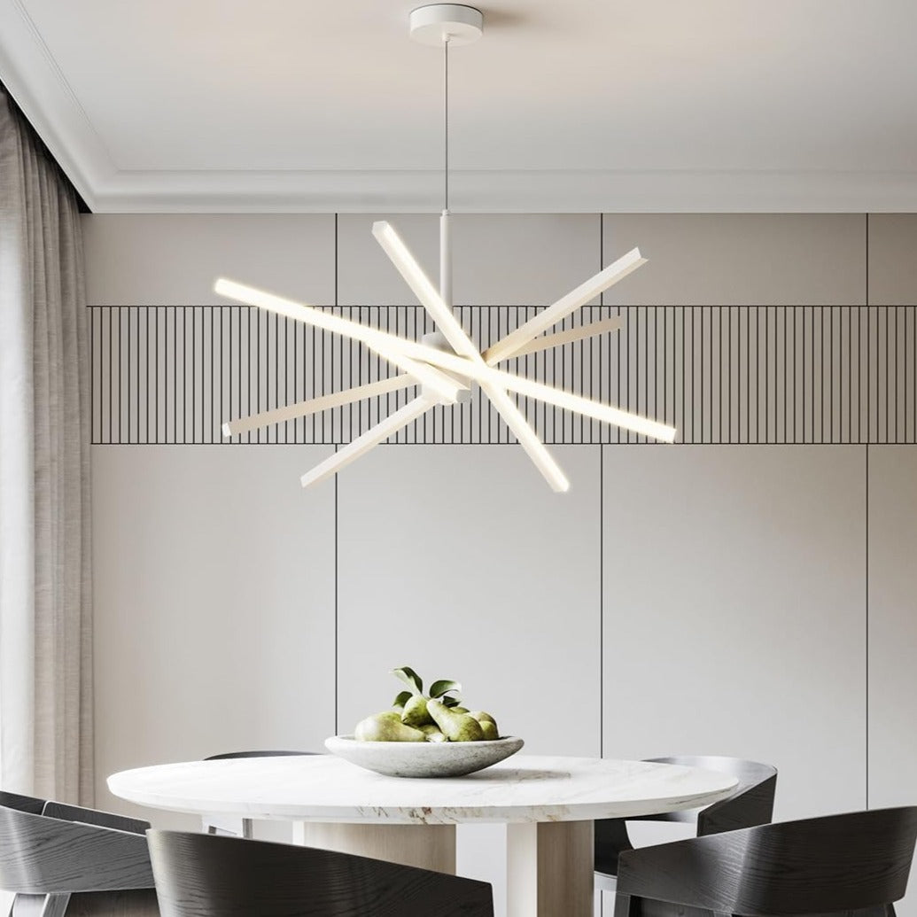 LED висящо осветително тяло Geometric White LINES – еквивалент 400W с дистанционно