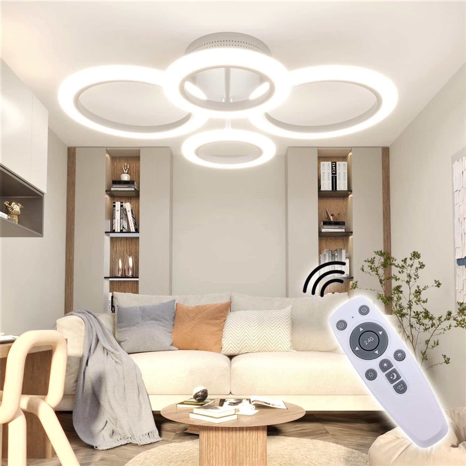 LED осветително тяло 2+2 CIRCLE Design Бяло Еквивалент 400W Дистанционно