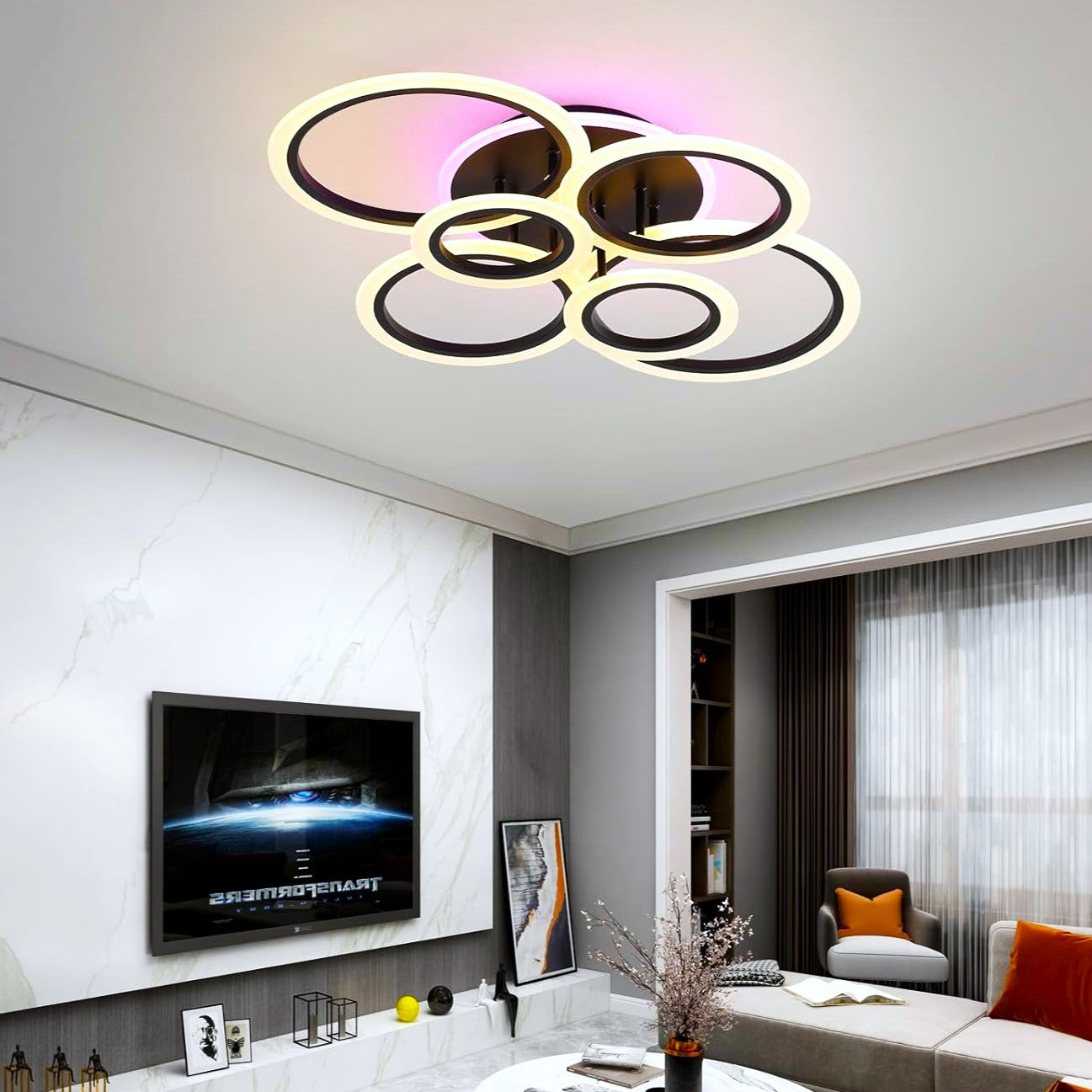 LED осветително тяло 4+2 CIRCLE RGB BLACK Еквивалент 600W Дистанционно