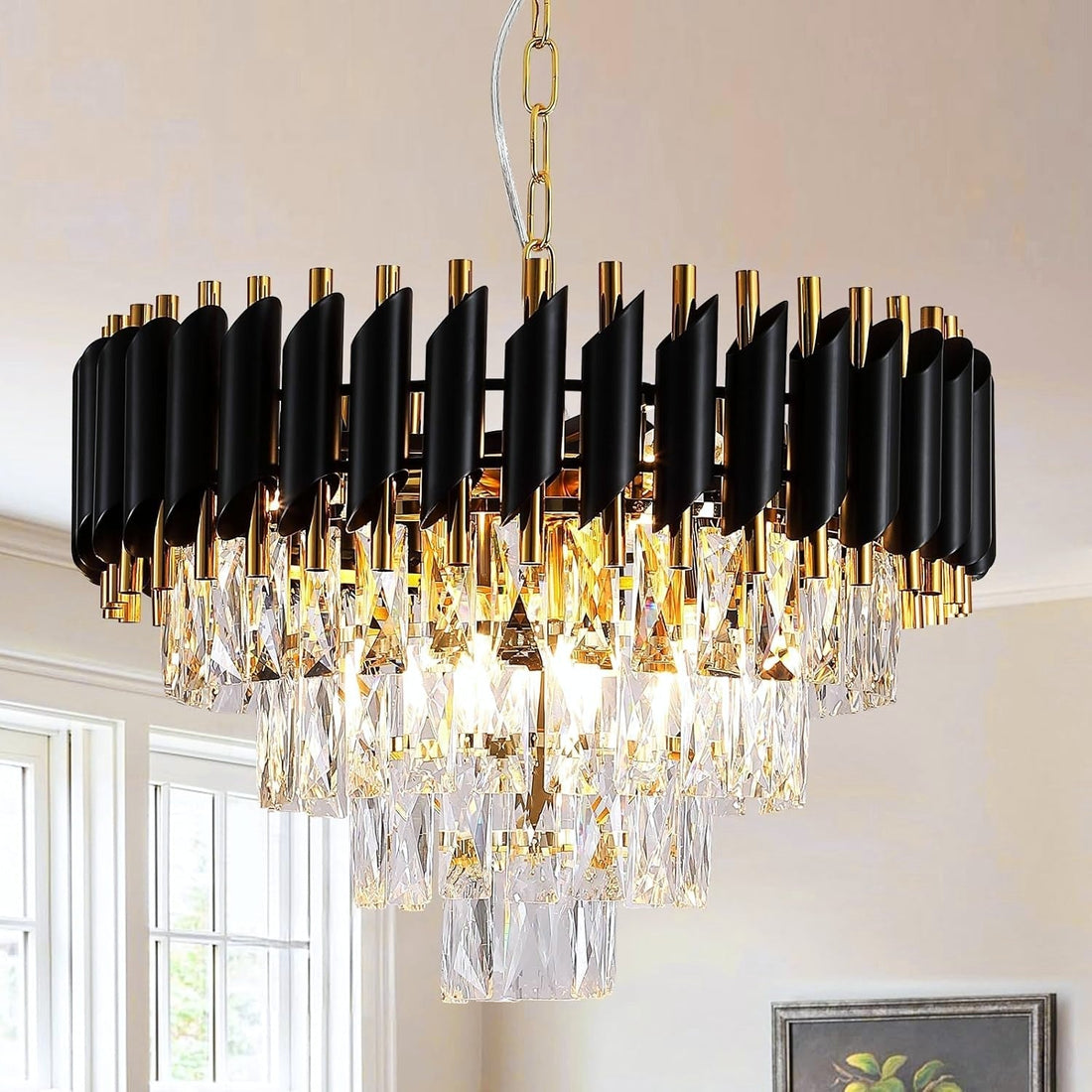 Candelabru Cristal BLACK PANTHER 400mm NEGRU + AURIU / CRISTAL / 40CM Chandeliers Crystal