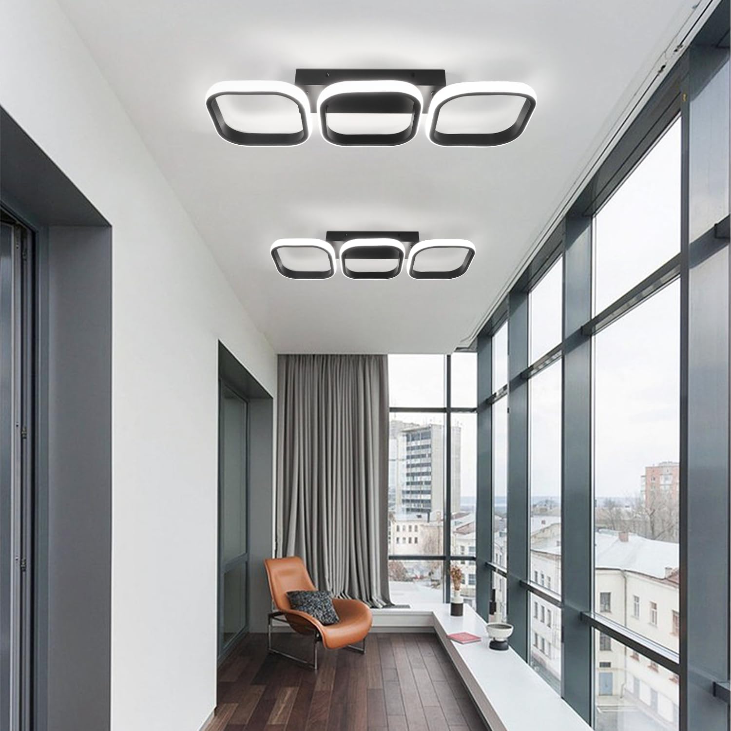 LED осветително тяло 60W ENZO SQUARE BLACK еквивалент 300W