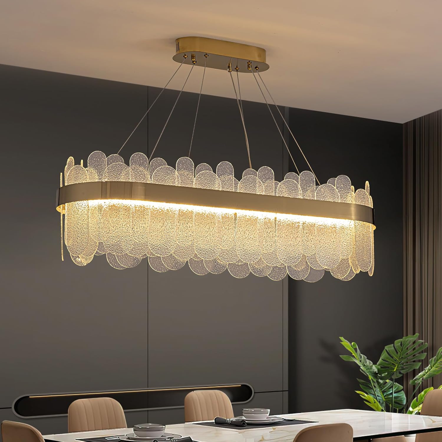 LED осветително тяло висящо QUEEN Gold кристал 80x30cm