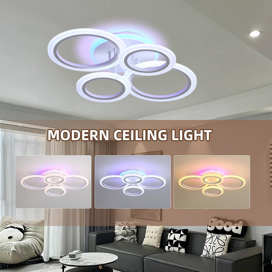 LED осветително тяло 4 Circle RGB Еквивалент 500W Дистанционно