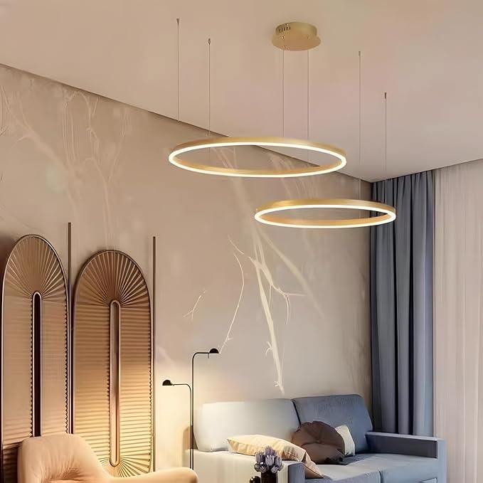 Lustra LED WONDERLAND Gold 2 Segmente Mobile Echivalent 500W Telecomanda AURIE / SUSPENDATE / 60CM Lighting Fixtures