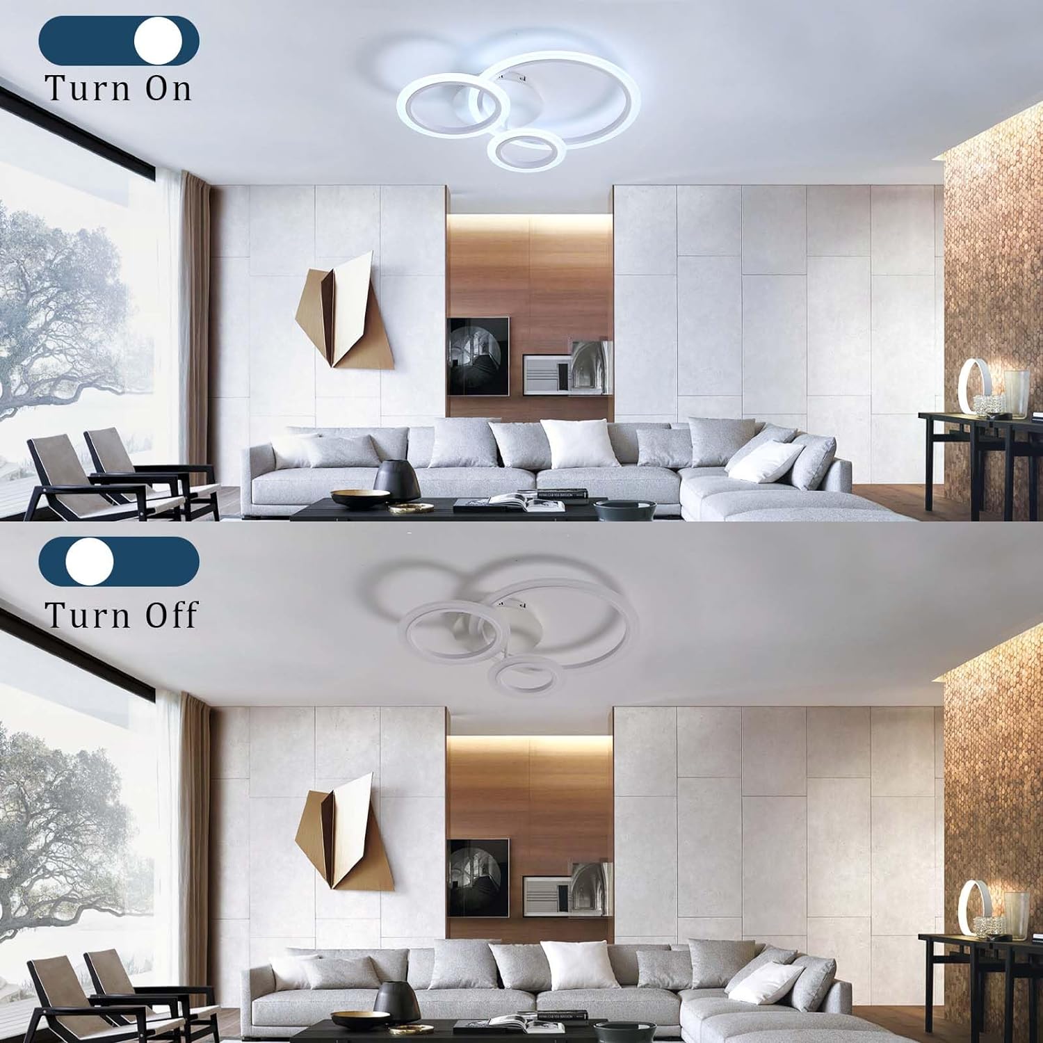 LED осветително тяло 3 WHITE CIRCLE Еквивалент 300W Дистанционно управление