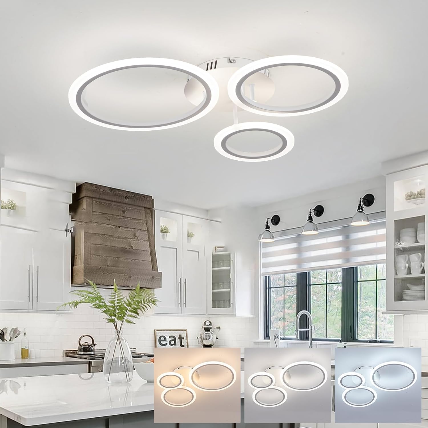 LED осветително тяло 3 WHITE CIRCLE Еквивалент 300W Дистанционно управление