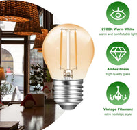 LED крушка E27 2W Филамент G45 за гирлянд