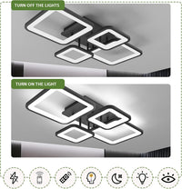 LED осветително тяло 2+2 SQUARE BLACK с дистанционно, еквивалент 500W