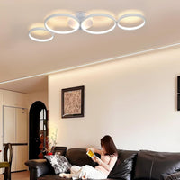 Модерно LED осветително тяло White 4 Rings, еквивалент 600W, с дистанционно