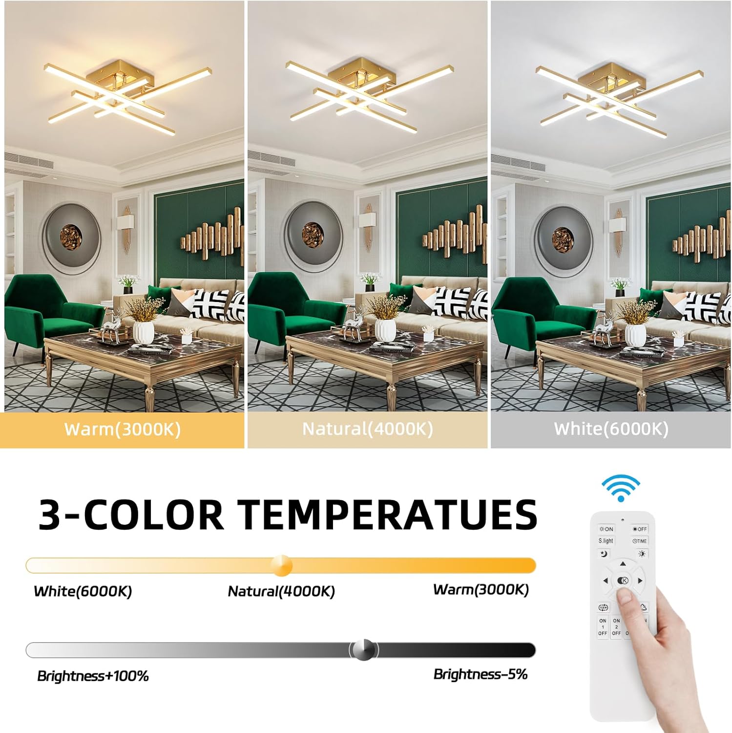 LED осветително тяло 4 Mini LINES Gold Еквивалент 200W С дистанционно