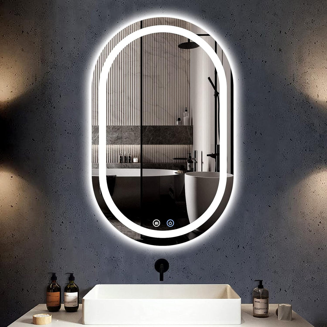 Овално LED огледало 60x78cm с функция против замъгляване и Touch M06S