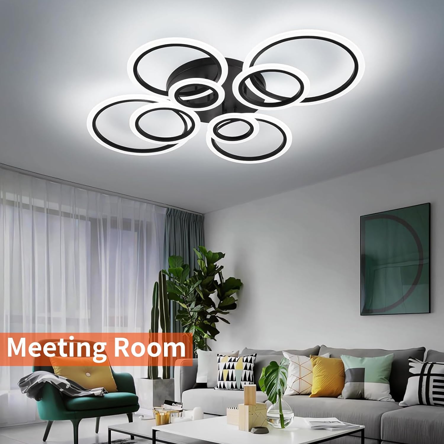 LED осветително тяло Circle 4+4 Gigant Black еквивалент 1000W с дистанционно
