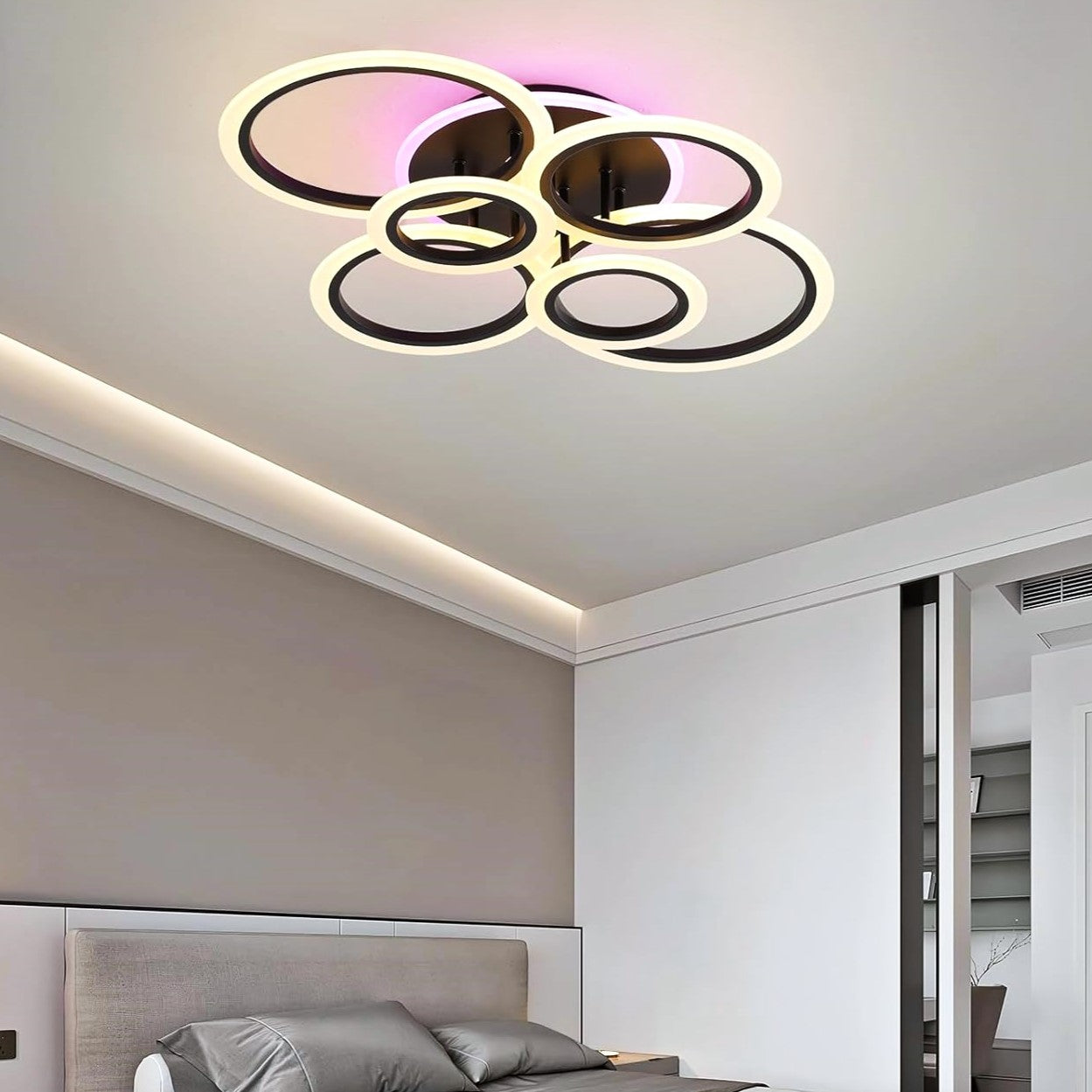 LED осветително тяло 4+2 CIRCLE RGB BLACK Еквивалент 600W Дистанционно