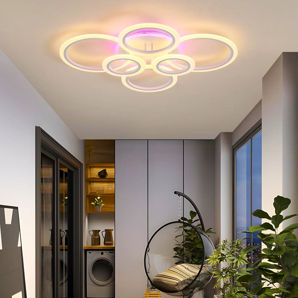 LED осветително тяло 4+2 CIRCLE RGB Бяло Еквивалент 600W Дистанционно