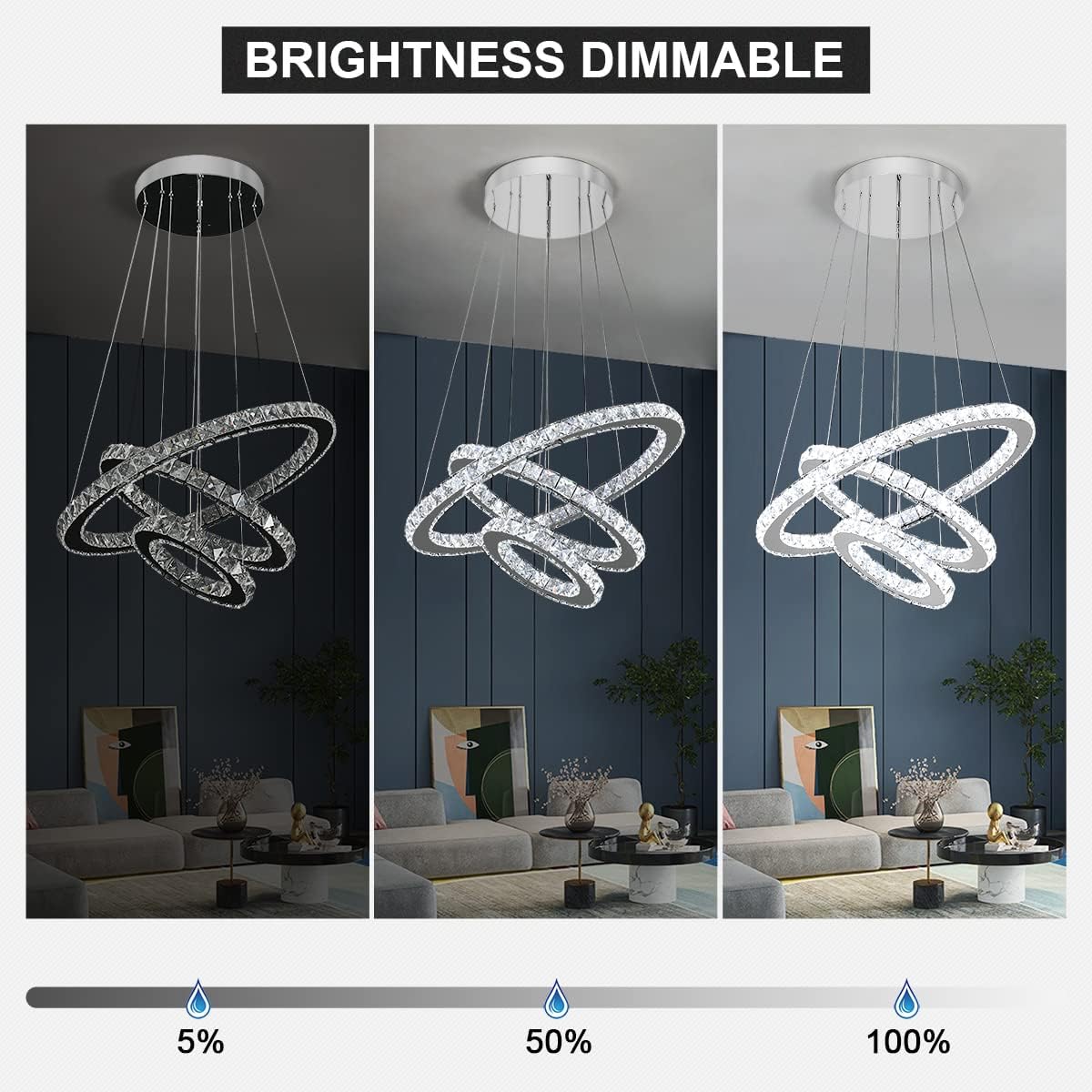LED осветително тяло 3 сегмента CRISTAL SLIM еквивалент 600W с дистанционно