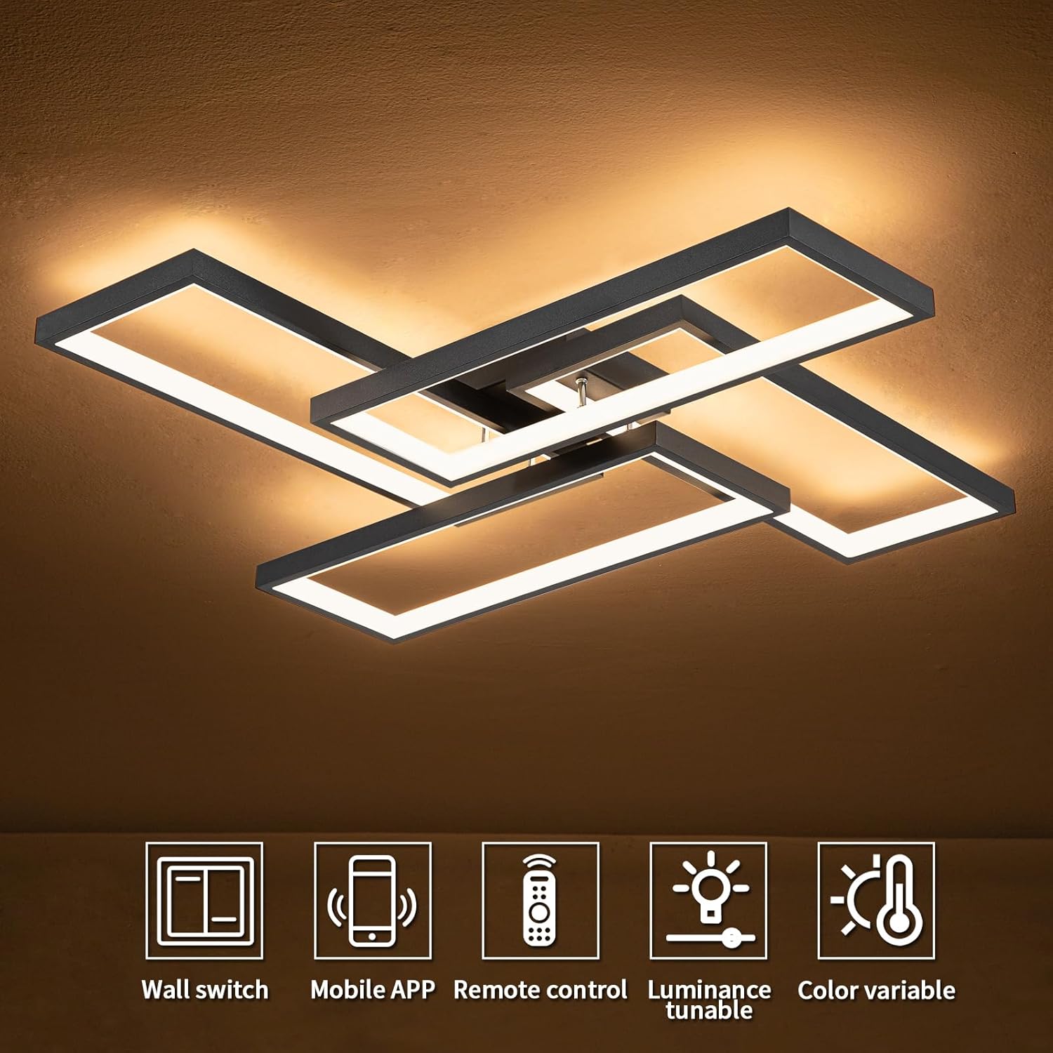 LED осветително тяло ZULE Black – еквивалент 750W с дистанционно