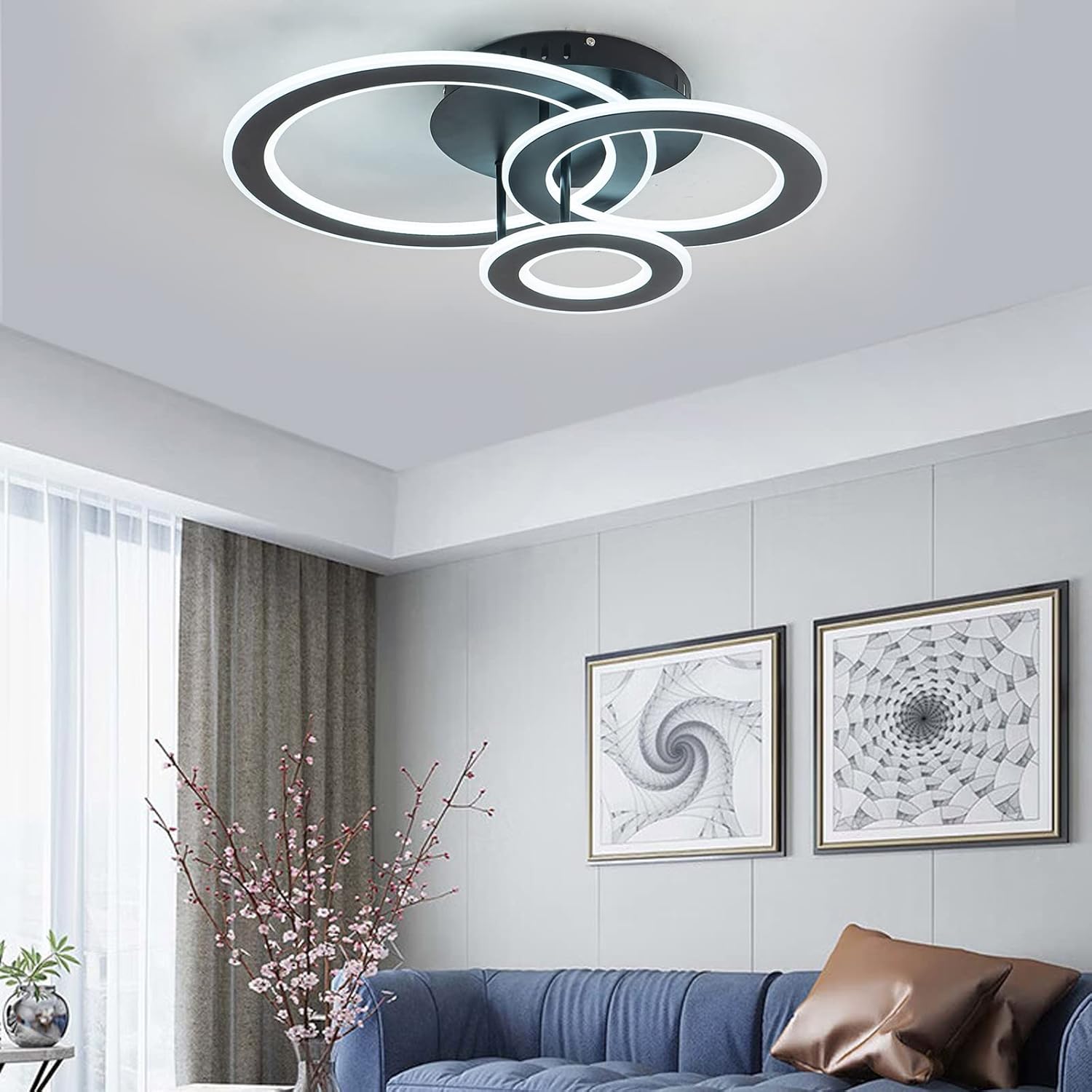 LED осветително тяло 100W RINGS BLACK Еквивалент 300W