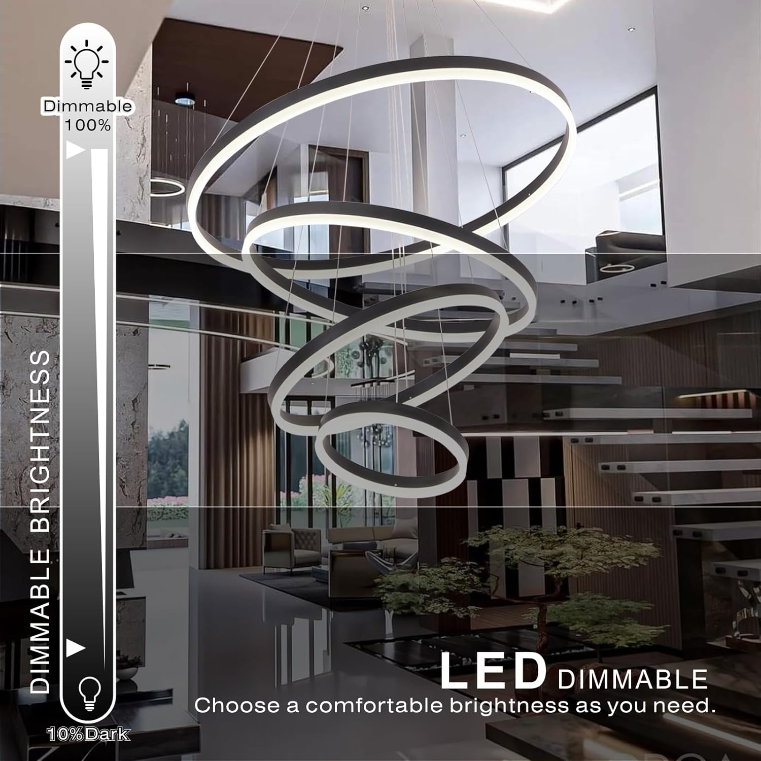 LED осветително тяло WONDERLAND Black 4 сегмента, еквивалент 1000W