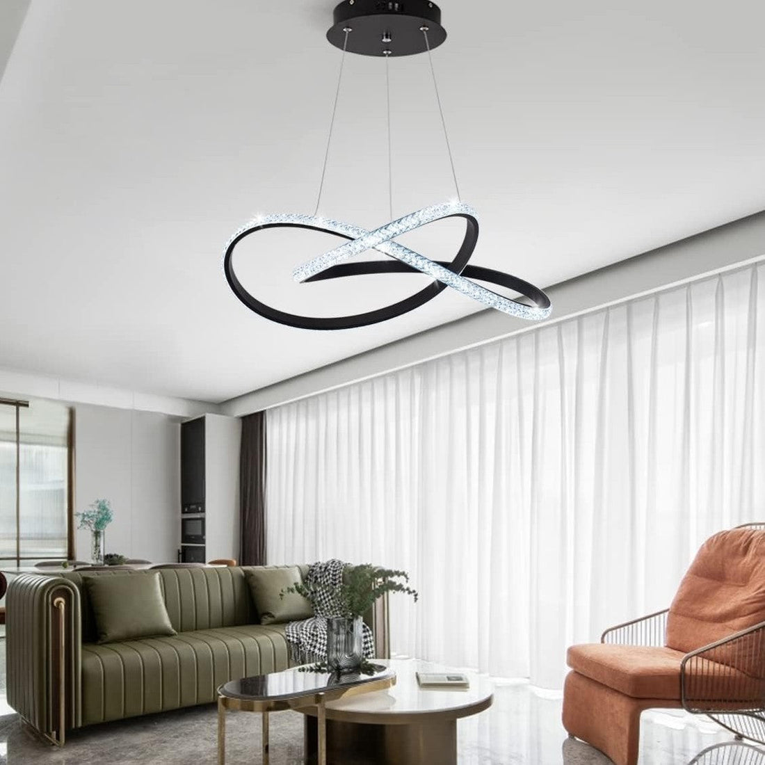LED осветително тяло Cristal Infinity Black 2 сегмента, еквивалент 400W